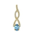 thumbnail image 2 of Mauli Jewels Engagement Necklace for Women 1.1 Carat Diamond And Oval Shape Blue Topaz Pendant 4 Prong-Setting 14K Yellow Gold With 18'' Chain|Silver Chain, 2 of 7