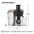 thumbnail image 2 of Hamilton Beach 67608Z Extractor de Jugos Big Mouth, Boca Ancha, 800 WATTS, Mediano, Plateado con Negro., 2 of 8