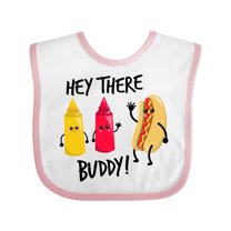 Inktastic Hey There Buddy with Ketchup Mustard and Hot Dog Boys or Girls Baby Bib