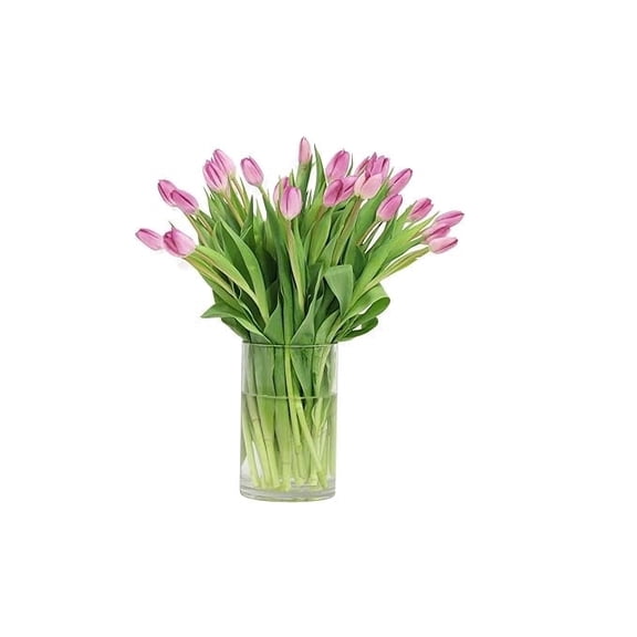 KaBloom :30 Pink Tulips in Vase, Next-Day Delivery, Gift for Every Occasion.