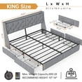 thumbnail image 2 of HOQBN King Size Bed Frame with Storage Headboard and 4 Drawers, Metal Bed Frame Platform with LED Light, Charging Station, No Box Spring Needed, 2 of 9
