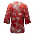 thumbnail image 5 of Okbop V Neck Tops for Women,Loose Sexy Floral Print Three Quarter Sleeve V-Neck T-Shirt Pink Blouses for Women Daddys Lil Monster Shirt, 5 of 5