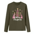thumbnail image 4 of Craaazy Christmas Shirts for Women Trendy Shining Christmas Tree Printed Casual Round Neck Loose Long Sleeve Womens Top Gifts for Women, 4 of 6