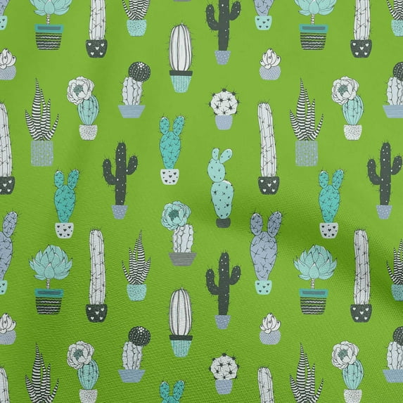 oneOone Silk Tabby Green Fabric Cactus Dress Material Fabric Print Fabric By The Yard 42 Inch Wide-4G