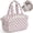 Dusty Pink Checkerboard, variant on Makeup Bag Travel Toiletry Bag for Women, Wide Open Large Cosmetic Bags Make up Organizer with Handle, Wet Pocket, for Towel Toiletries, Checkerboard