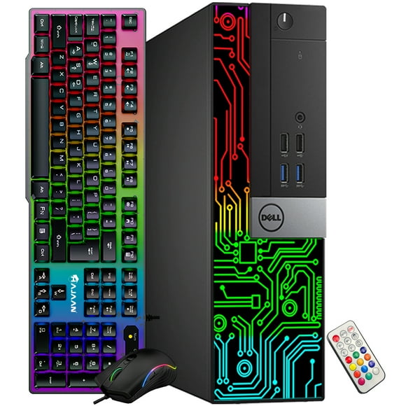Custom Built RGB Lights Gaming PC - Dell OptiPlex Desktop Computer Intel Core i5 6500 Processor AMD RX 550 4G GDDR5 32GB RAM 1TB SSD Win 10 Pro HDMI - Refurbished