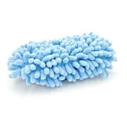 Auto Drive Microfiber Car Wash Sponge with Chenille Pile and Scrubber Back, Blue, 1 Piece