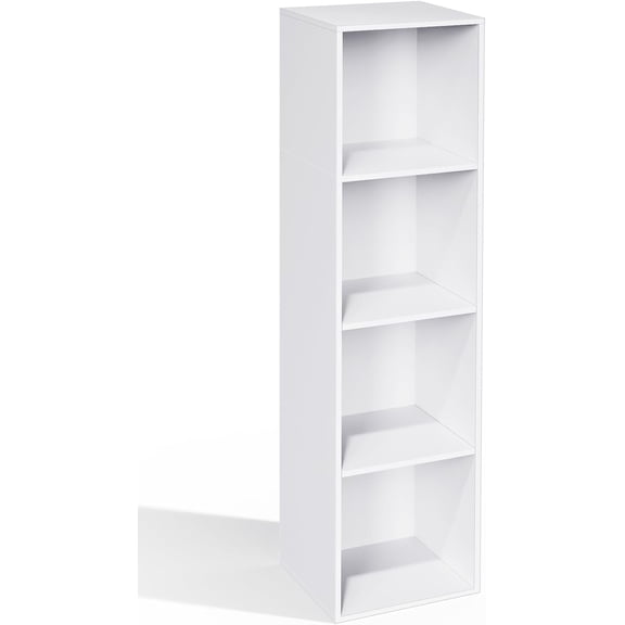 4 Cube Storage Organizer, 4 Tier Cube Low Bookcase Freestanding Storage Display Organizer, Four-Cubes Open Shelf Bookshelf for Home Office (White, 4-Cube)
