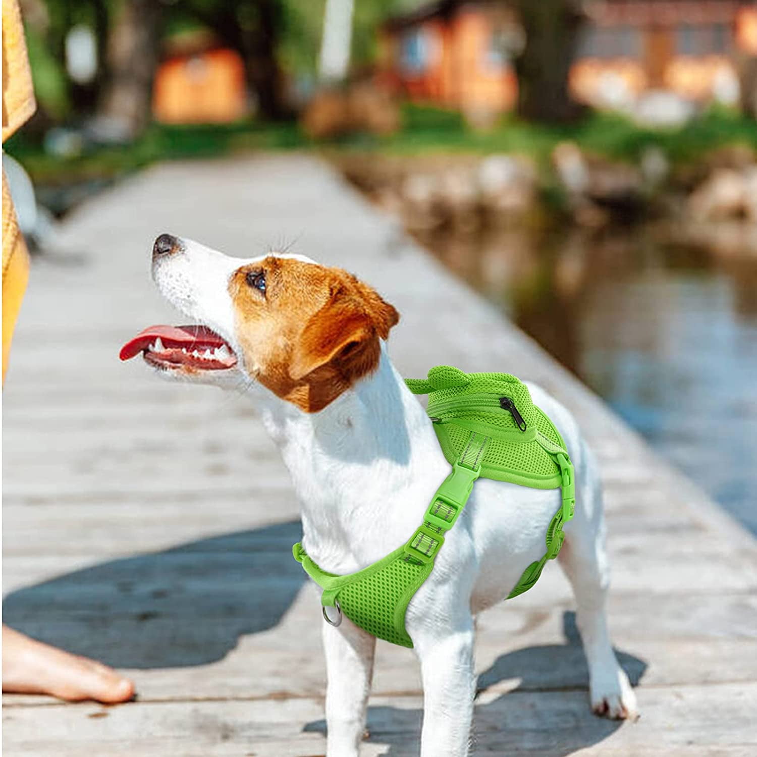 Dog Harness with Backpack No Pull Pet Harness Vest, Mesh Frog Saddle Bag Adjustable Mesh Dog Carrier Backpacks for Hiking Training and Daily Walking