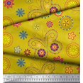 thumbnail image 2 of Soimoi Yellow Rayon Fabric Insect & Floral Clip Art Printed Craft Fabric by The Yard 56 Inch Wide, 2 of 3