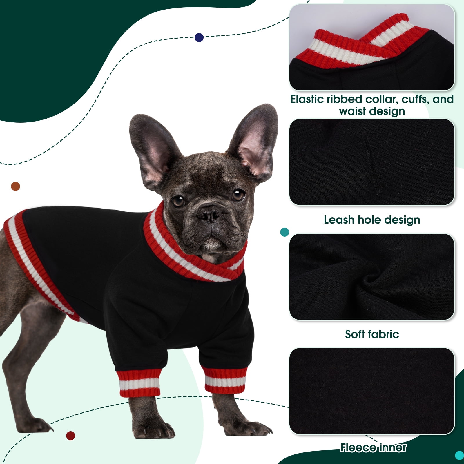Kuoser Dog Winter Sweater, Cute Pet Pullover Vest, Soft and Thick Sweatshirt for Dogs and Cats, Black, M