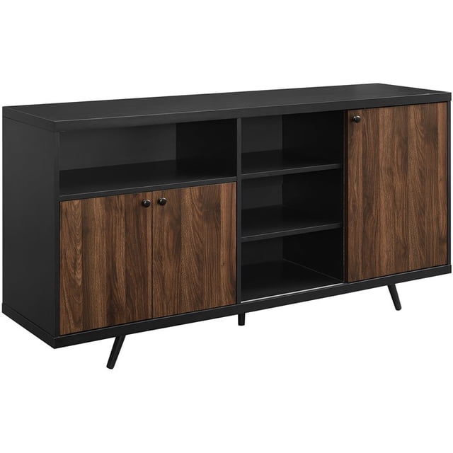Rogan 60" 3-Door Sideboard in Solid Black/Dark Walnut