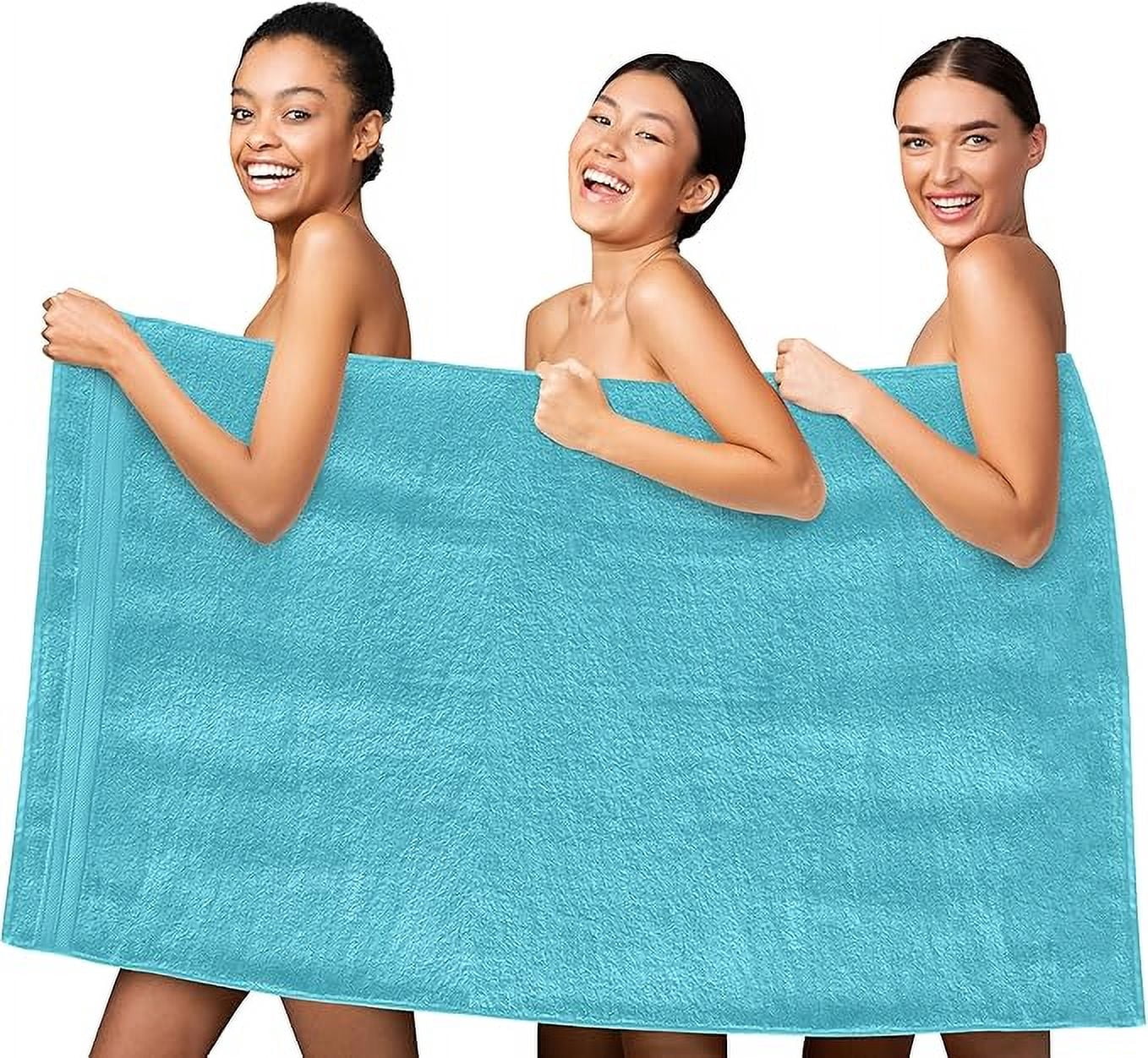 Mocassi Turkish Cotton Jumbo Bath Towel, 1-Piece, 35" x 70", Highly Absorbent - Soft Bathroom Towel, Aqua