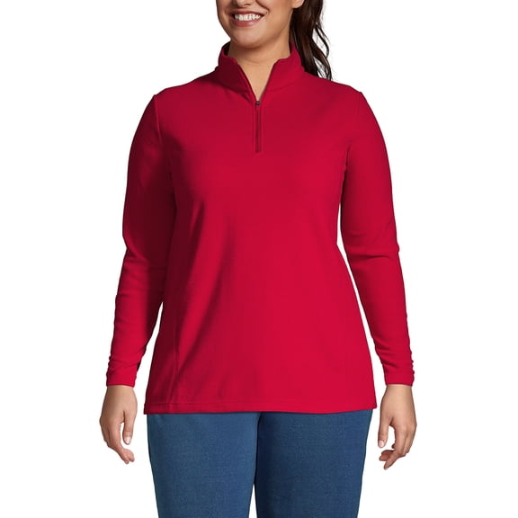 Lands' End Women's Plus Size Anyweather Fleece Quarter Zip Pullover