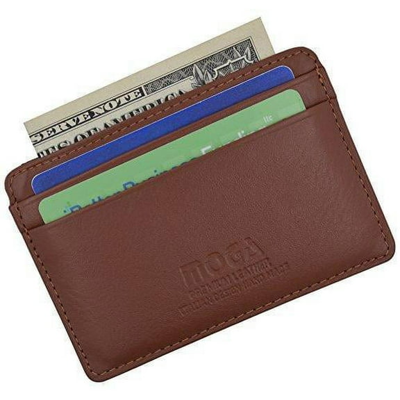 Moga Slim Leather Wallet Credit Card Case Sleeve Card Holder With ID Window