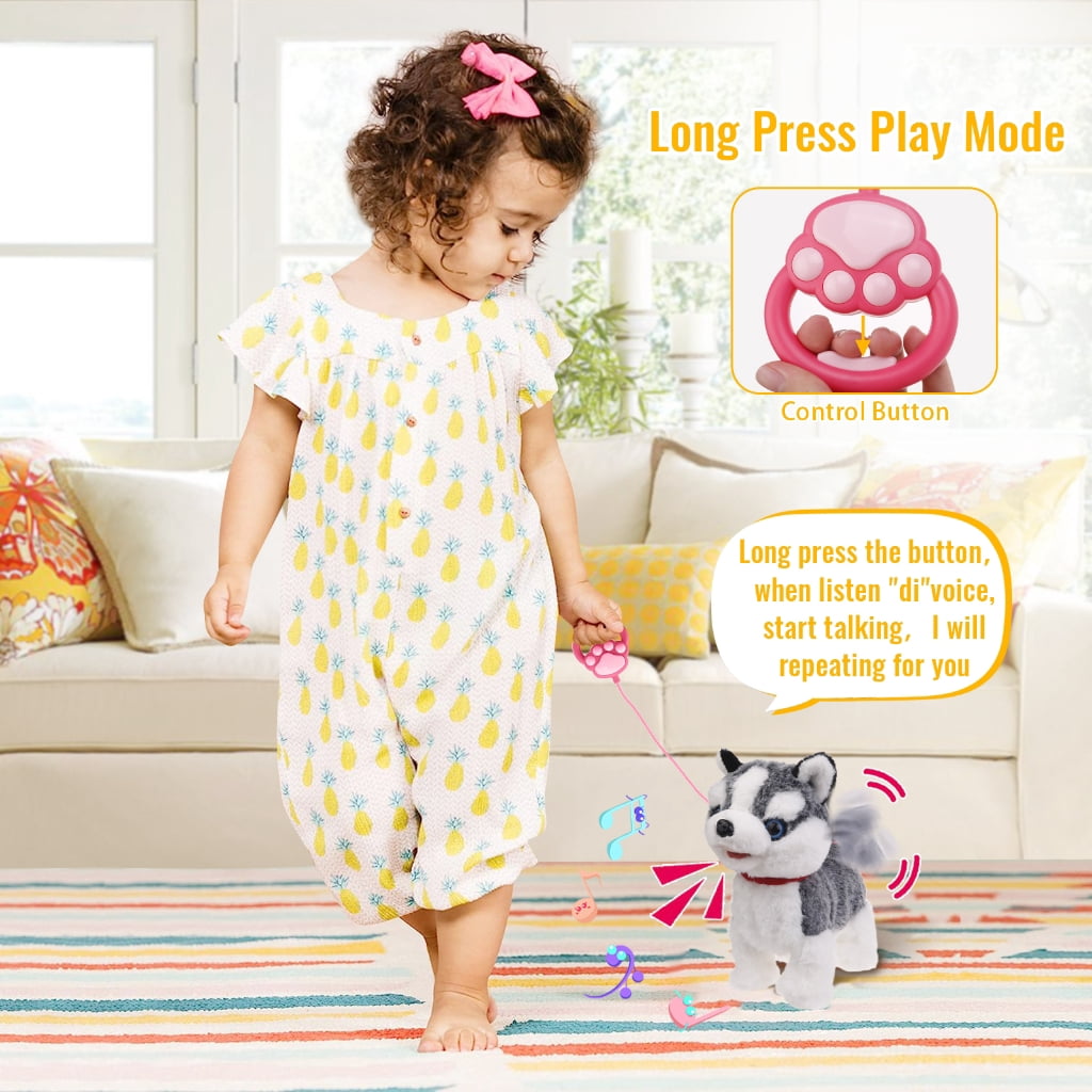 ZPAQI Electric Singing Dog Toy Walking Animal with Leash Rope Talking Plush Puppy Toy