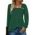 thumbnail image 3 of UVN Fall Square Neck Tops for Women Long Sleeve Blouse Ladies Dressy Button Shirts, 3 of 8
