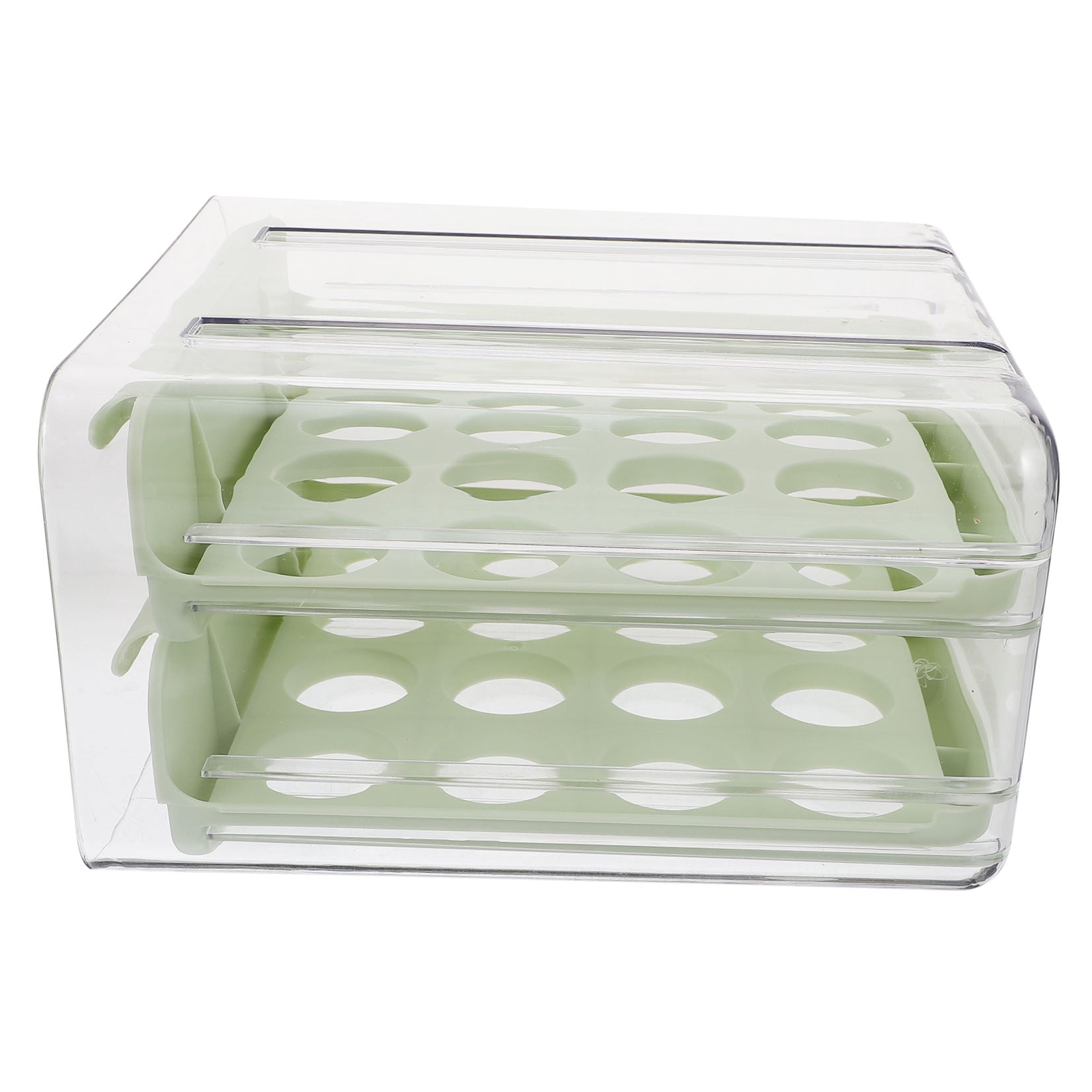 FRCOLOR  Egg Container Fridge Organizer Rack Refrigerator Storage Stackable Green