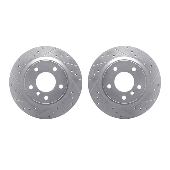 Dynamic Friction Company Rear Brake Rotors-Drilled and Slotted-Silver 7002-31070