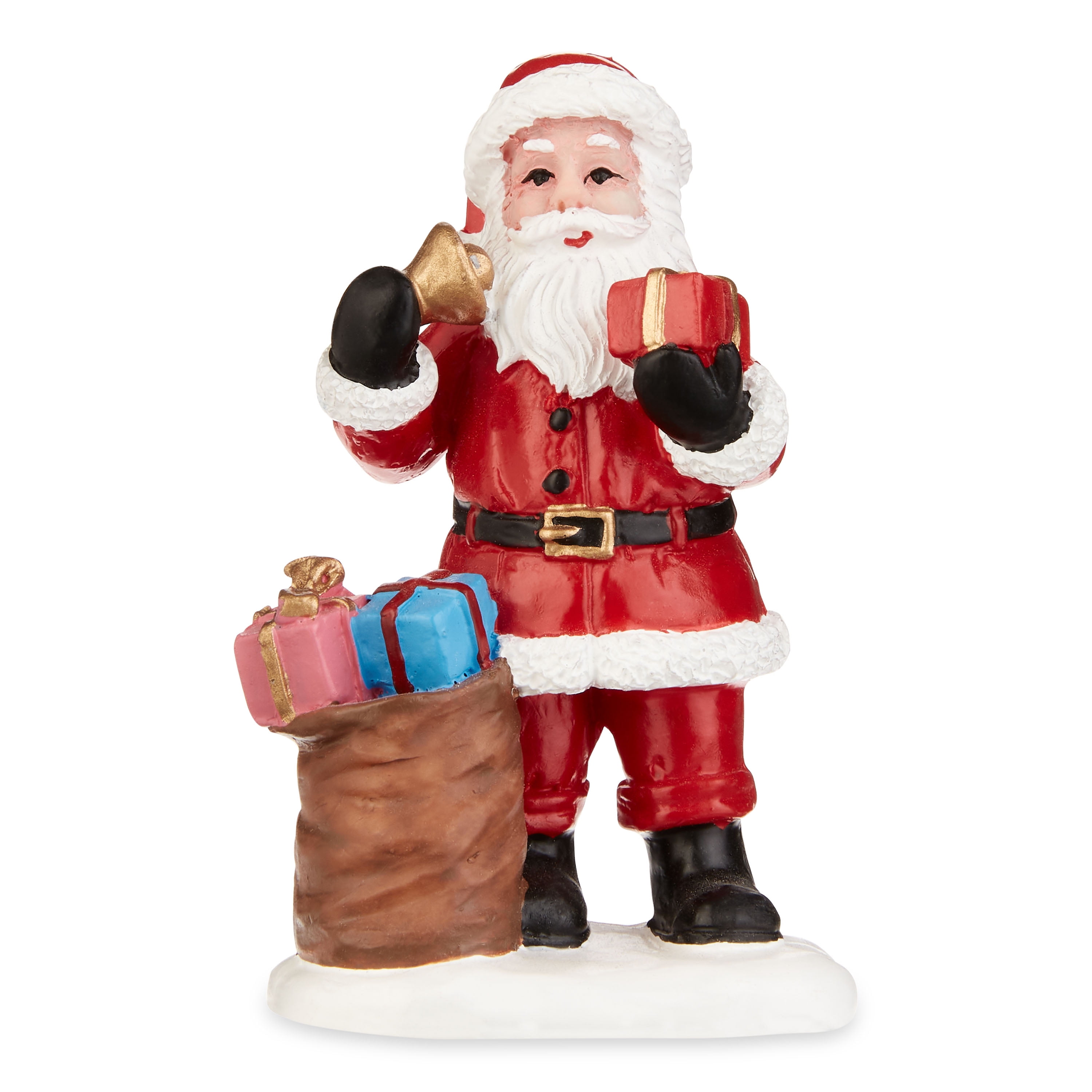 Holiday Time Christmas Village Multi-Color Accessory Santa Carries Gifts, 2.75" Height