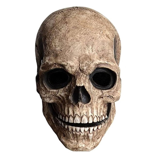 Máscara de calavera de Halloween espeluznante con casco de látex aterrador de mandíbula móvil Mov