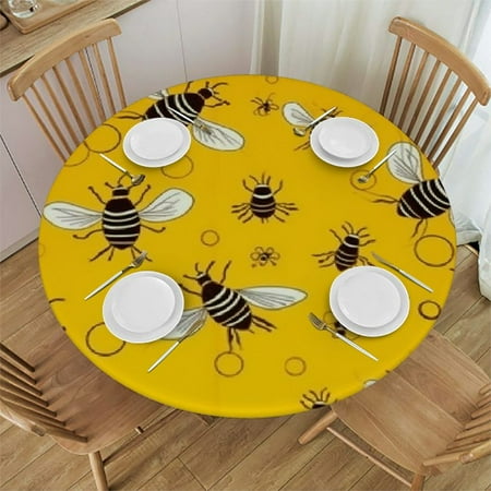 

Autua Bees Yellow Pattern Round Table Cover Stain Resistant Washable Indoor Outdoor Tablecloth Kitchen Dining Wedding Parties 100％ Polyester Full Width Single-Sided Printing Outdoor Fitted 31 -35