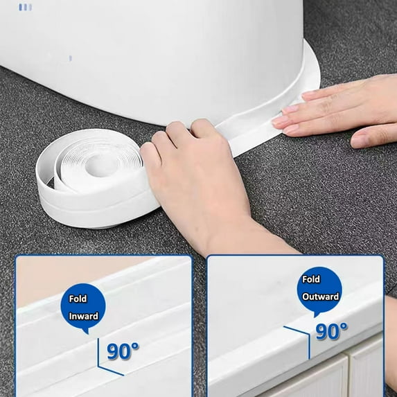 Caulk Tape PVC Self Adhesive for Bathroom and Kitchen Sealing Tape for Countertops, Sinks, Bathrooms, Toilets, Bathtub Floor Wall Side Protectors 1.5" x 10.7ft