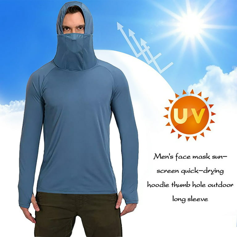 Mens Sweatshirts Hoodies Summer Face Mask Sunscreen Fishing Thumb
