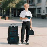 IvyH Rolling Backpack 3PCS Wheeled Backpack Lightweight Waterproof Bag Set with Lunch Bag Pen Case,Dark Blue Starry Sky