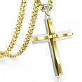 thumbnail image 1 of Collar colgante cruzado Hugo Acero Hiphop Rock Moda para hombre Oro plata, 1 of 8