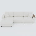 thumbnail image 6 of Modern L-Shaped Sectional Couch with Reversible Chaise Lounge, 3 Seaters Corduroy Upholstered Modular Sofa with Storage Armrest and Toss Pillows, for Living Room Apartment Office, 6 of 12