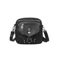 thumbnail image 3 of Bolsa bandolera con remaches de PU con múltiples bolsillos para mujer (negro) Likrtyny Para Estrenar, 3 of 9