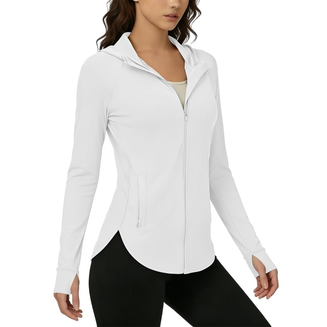Neewe Veste Athlétique Légère pour Femmes Protection Solaire Fermeture Éclair Intégrale Chandails à Manches Longues Randonnée Plein Air Poches