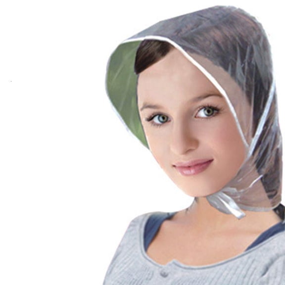 Rain Bonnet with Visor Waterproof Clear Plastic Hat Cap Scarf with Chin Strap