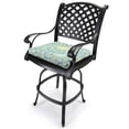 thumbnail image 3 of Jordan Manufacturing 17" x 19" Alonzo Fresco Blue and Green Medallion Rectangular Outdoor Chair Pad Seat Cushion with Ties (2 Pack), 3 of 11