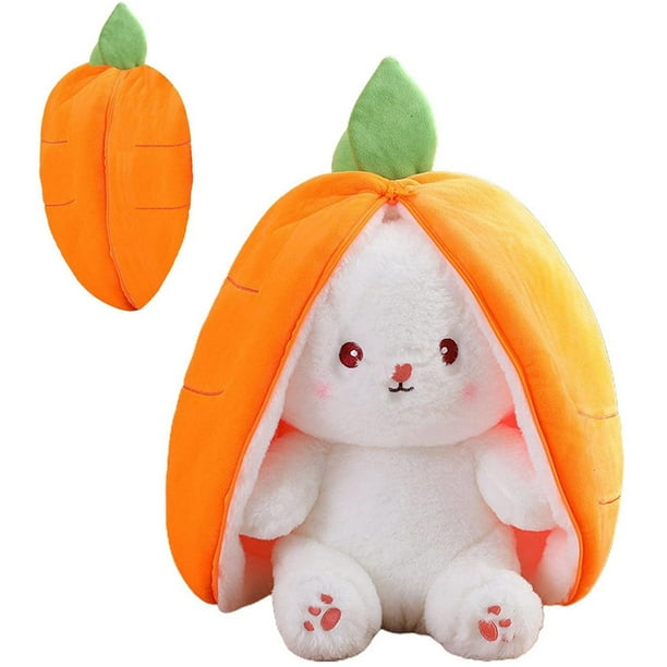Cute Bunny Stuffed Animal, Reversible Carrot Bunny Plush Toy With