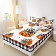 thumbnail image 3 of Manfei Watercolor Pumpkin Print Queen Sheets,Harvest Pumpkin Print Queen Sheet Sets,4-Piece,1 Flat Sheet,1 Fitted Sheet and 2 Pillowcases, 3 of 6
