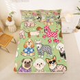 thumbnail image 5 of Homewish Chic Pet Dog Queen Sheets,Heart Floral Leopard Print Queen Sheet Sets,Green,4 Pieces,1 Flat Sheet, 1 Fitted Sheet and 2 Pillowcases, 5 of 6