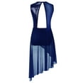 thumbnail image 2 of Miutii Kids Girls Ballet Leotard Skirted High-Low Hem Latin Modern Contemporary Ballroom Lyrical Dancewear Navy Blue 14, 2 of 7