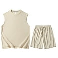 thumbnail image 3 of Vedolay Short Sets Men 2 Piece Outfits Men Tracksuits 2 Piece Set Short Sleeve Casual Beach Sportwear Outfits,Beige XXL, 3 of 4