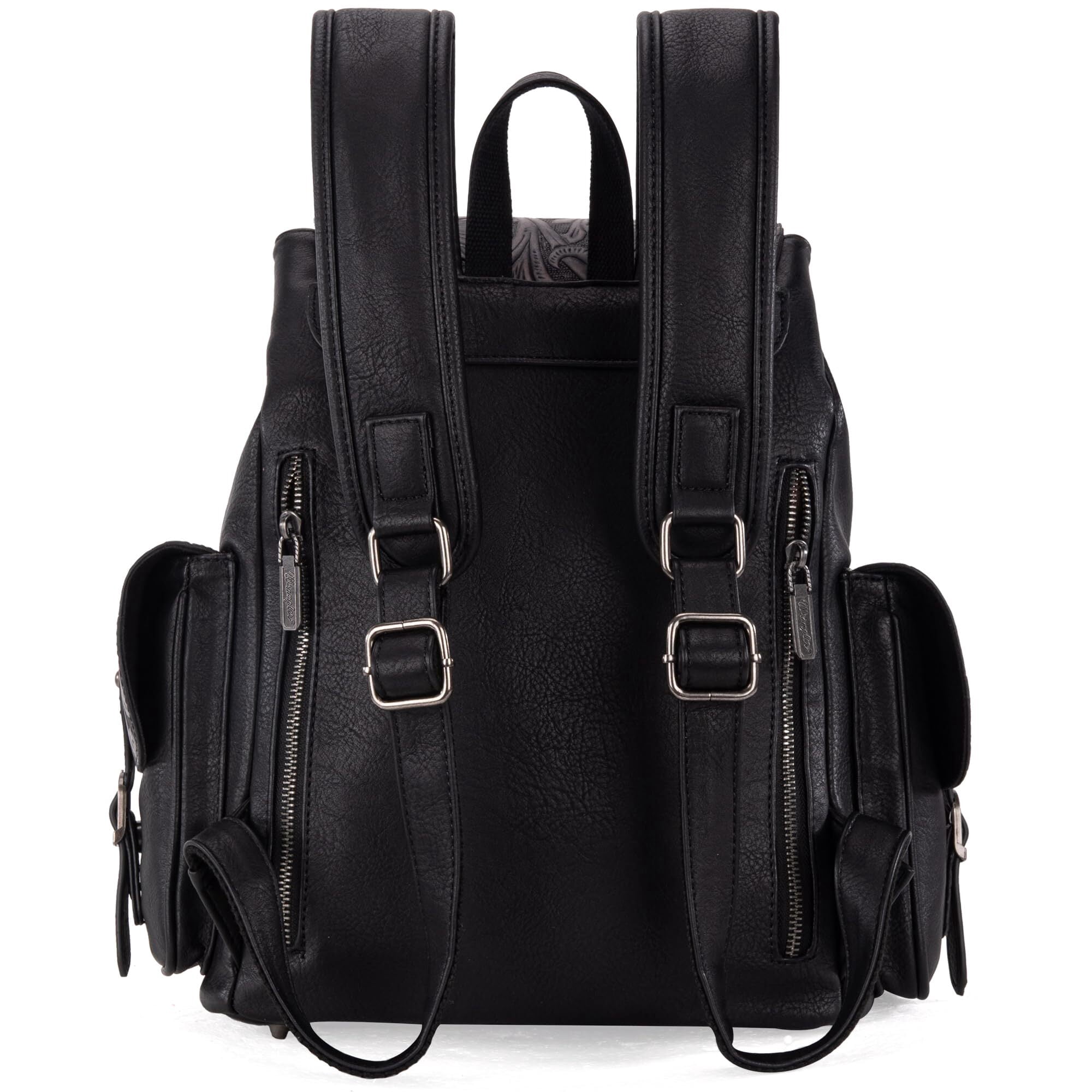 Wrangler Backpack Purse for Women Men Floral Tooled Designer Travel Bags, Black