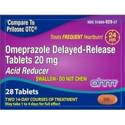Ohm Omeprazole Delayed-Release Tablets, 20mg Acid Reducer, Treats Frequent Heartburn (4 Weeks of supply, 28, Count)