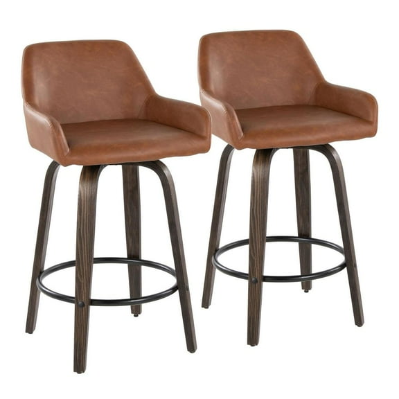 Daniella Counter Stools for Kitchen Counter in Dark Brown Walnut Wood, Counter Height Chairs, Bar Stools Set of 2, Counter Height Chairs, Bar Stools For Kitchen Island