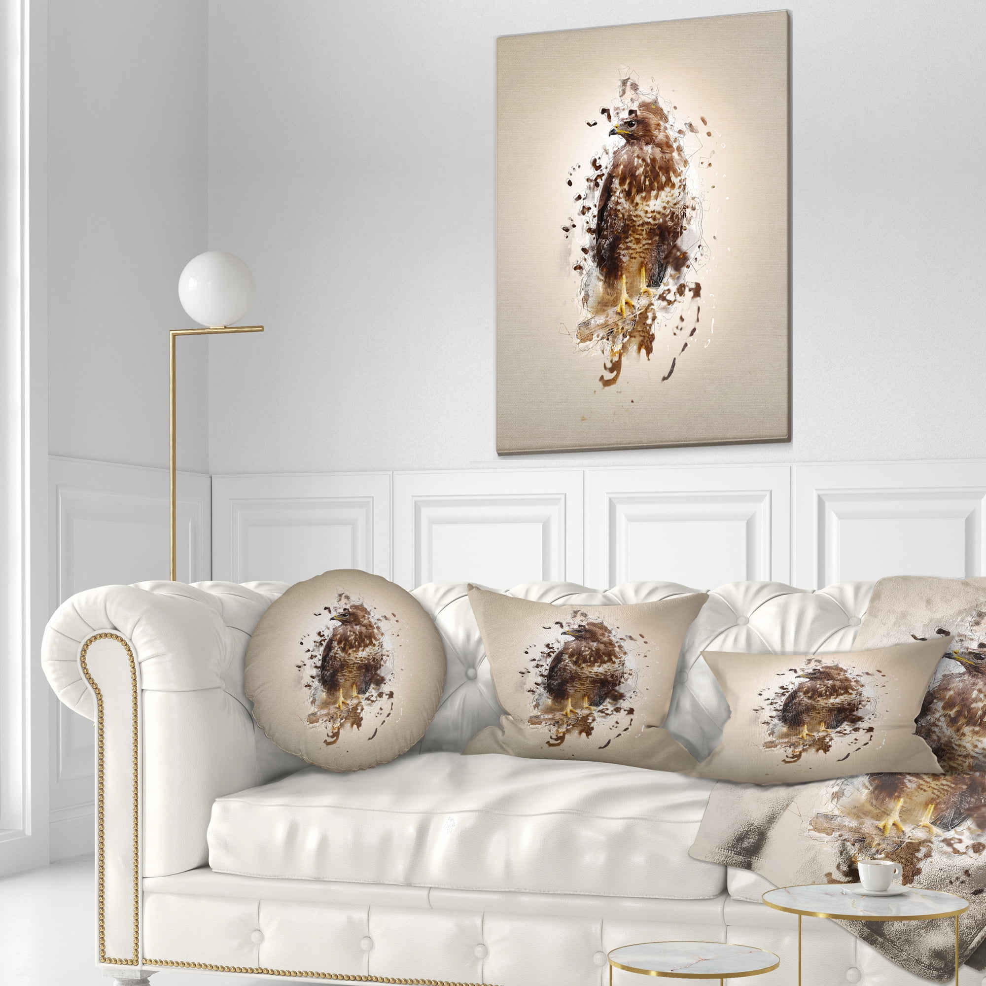 Designart Abstract Falcon on Branch - Animal Throw Pillow - 12x20