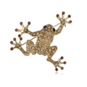 Naveen Inpsired Leaping Happy Frog Prince Crystal Rhinestones Costume Brooch Pin