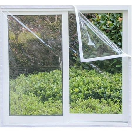 

Window Insulation Film Transparent Weatherproof Tarpaulin Self Adhesive Indoor Shrink Window Kit for Bedroom Kitchen95x180cm(37.4x70.8in) White