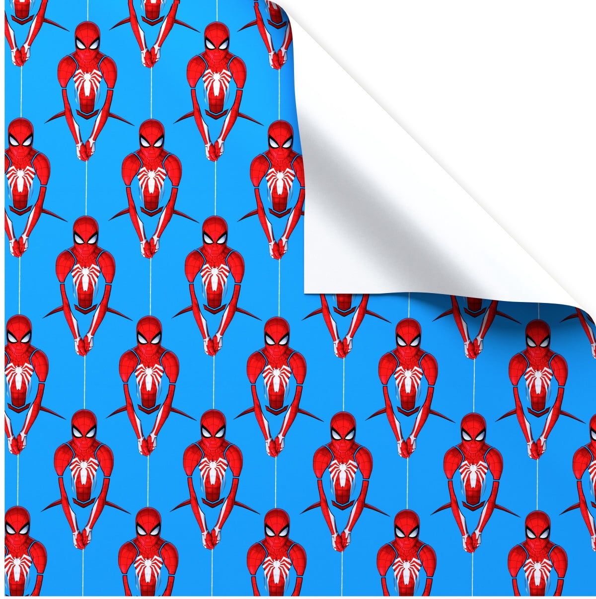 American Greetings Marvel Spider-Man Gift Wrapping Paper, Blue Action Design (20 sq. ft.)