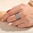 thumbnail image 3 of 2Ct Round Cut Lab Created Blue Sapphire Diamond Wedding Enhancer Ring Band Ring 14K White Gold Plated 925 Silver, 3 of 3