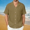 thumbnail image 2 of Gunia Mens Linen Shirts Short Sleeve Casual Lightweight Breathable Comfort Tops Mens T Shirt Khaki M, 2 of 9