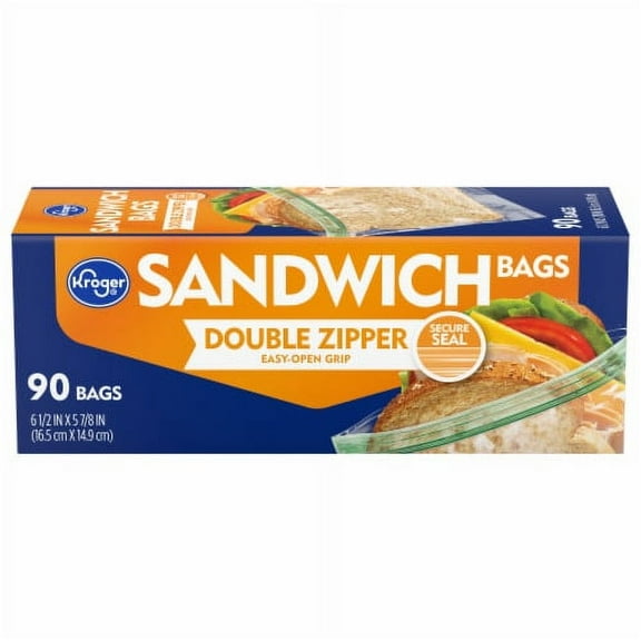 KR Double Zipper Reclosable Sandwich Bags 90 ct.
